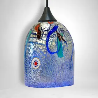 Filippo Maso - Murano - Hanglamp, Blauwe lamp met gekleurde