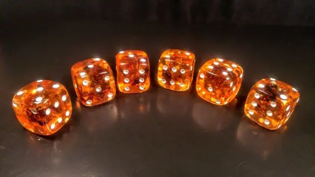 Amber Dobbelstenen - 3×3×3 cm - 150 g - (6)