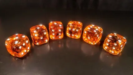 Amber Dobbelstenen - 3×3×3 cm - 150 g - (6)