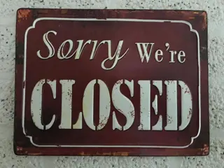 Sorry , metalen emaille bord , we zijn gesloten