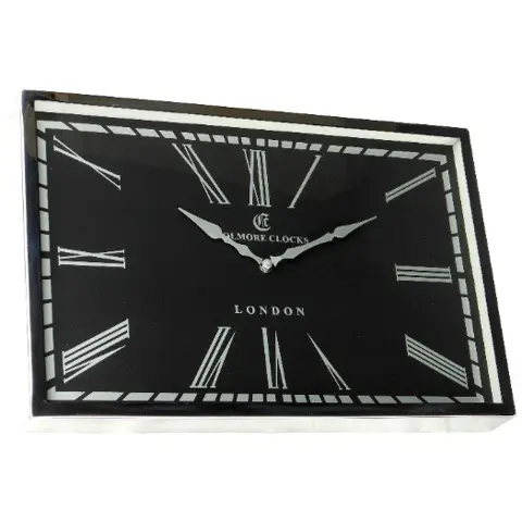 Zwarte wandklok rechthoekig