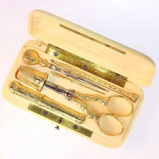 Opulent Stitches: A French Gold Sewing Set from the Victorian Era