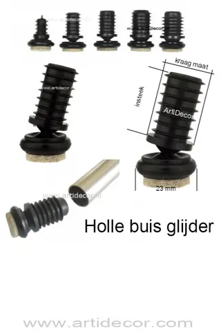 Holle buis glijder kogeldop VILT-O in diverse maten