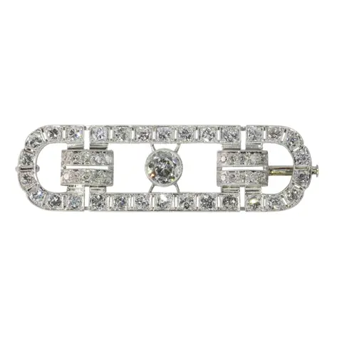 Art Deco-Inspired Gentlemans Brooch  Vintage Fifties Design with 4.92ct Diamonds