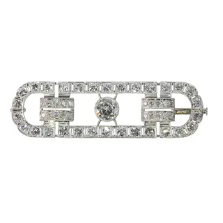 Art Deco-Inspired Gentlemans Brooch  Vintage Fifties Design with 4.92ct Diamonds