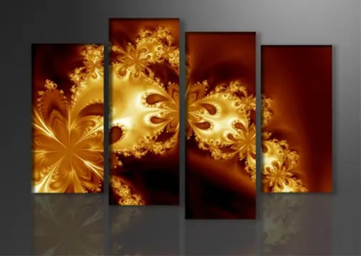 Nieuw canvas schilderij 4-luik Gouden Fantasie 130 x 80 cm