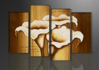 Nieuw canvas schilderij 4-luik Bloemen Kelken 130 x 80 cm