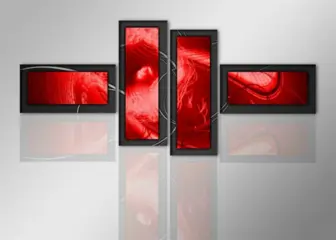Nieuw canvas schilderij 4-luik Abstract Rood 195 x 80 cm