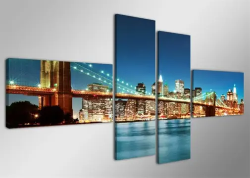Nieuw canvas schilderij 4-luik New York Skyline 160 x 70 cm