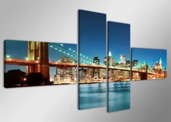 Nieuw canvas schilderij 4-luik New York Skyline 160 x 70 cm