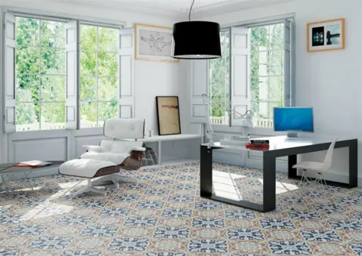 Patchwork vloer aparici 3D cementtegel look bij Vlagsma