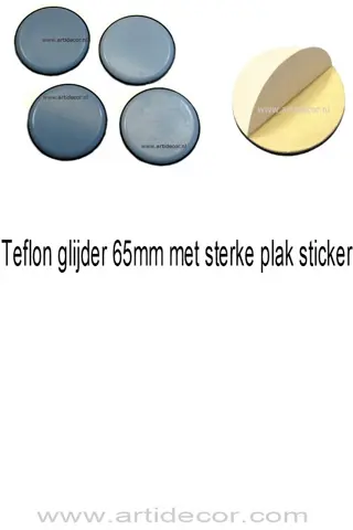 Teflon glijder 65mm met sterke plak sticker