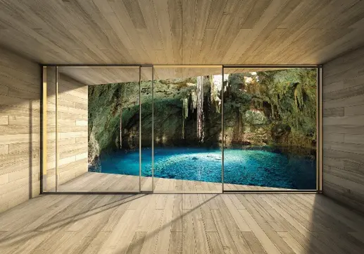 Meer in Grot 3D Fotobehang, Grot behang *Fotobehang4you