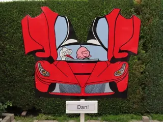 Mooi geboortebord baby met ooievaar in auto, zie keuze.