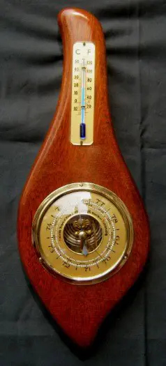 Baro-/thermometer, eiken montuur,jr'60, 33.5 cm, nieuwstaat