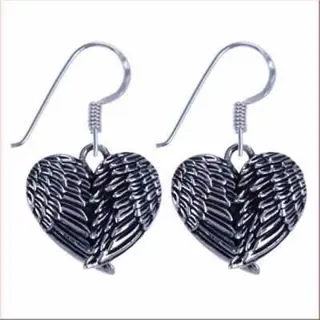 Dubbele vleugels, oorbellen van zilver