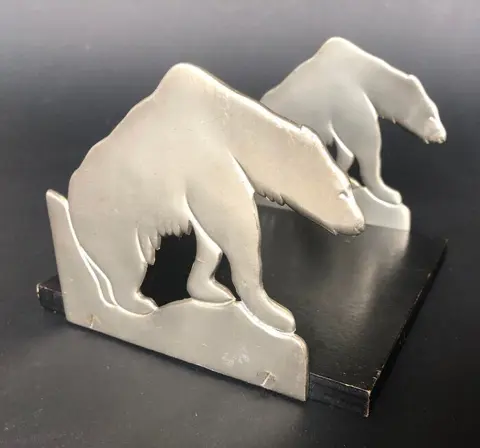 Art deco ijsbeer boekensteunen