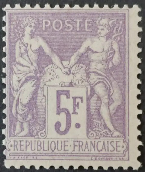 Frankrijk 1877 - ‘Sage’ type II, 5 francs purple on lilac - Yvert 95