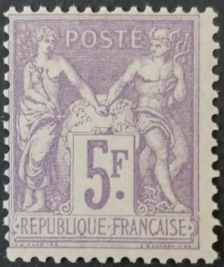 Frankrijk 1877 - ‘Sage’ type II, 5 francs purple on lilac - Yvert 95