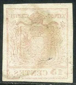 Italiaanse oude staten - Lombardije Venetië 1850 - 15 cents with print offset on the back. Beautiful variety - Sassone N. 6l