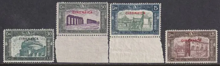 Italiaans Cyrenaica 1930 - Milizia III^ Em. Serie Completa Bdf centrata integra rara lusso - Sassone S.17