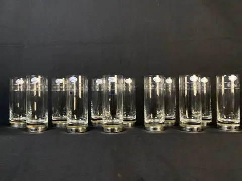 Mundgeblasen - Set van zilveren kristallen glazen (12) -