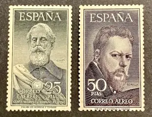 Spanje 1953/1953 - Legazpi and Sorolla. Complete and well centred set - Edifil 1124/1125**