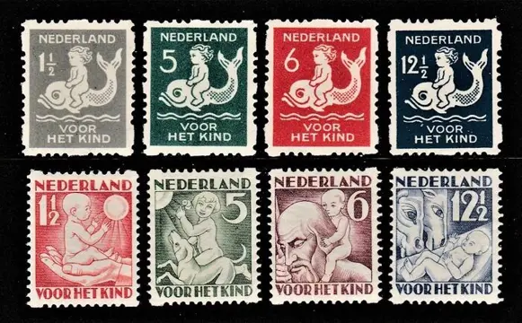 Nederland 1929/1930 - Kinderzegels Roltanding - NVPH R82/R85 + R86/R89