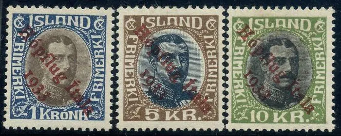 IJsland 1933 - Cruise of General Italo Balbo, 3 certified values. - Bolaffi T12/14