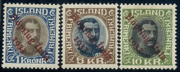 IJsland 1933 - Cruise of General Italo Balbo, 3 certified values. - Bolaffi T12/14