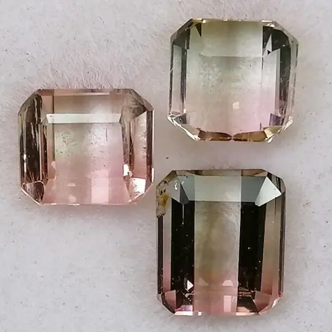 3 pcsTweekleurige Toermalijn - 3.16 ct