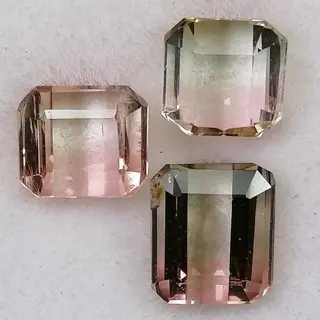 3 pcsTweekleurige Toermalijn - 3.16 ct