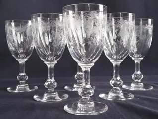 St. Louis - 6 kristallen wijnglazen Cléo model gesigneerd -