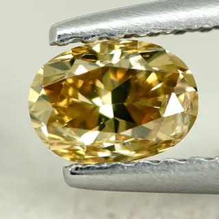 Diamant - 0.49 ct - Ovaal - Natural Fancy Intense Greenish