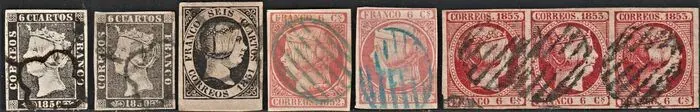 Spanje 1850/1853 - 1850/1853 - Isabella II - Edifil 1/1A, 6, 12 and 17a