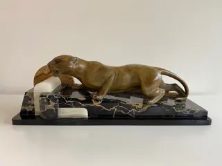 Guy Dèbe - Groot Art Deco beeld van sluipende panter