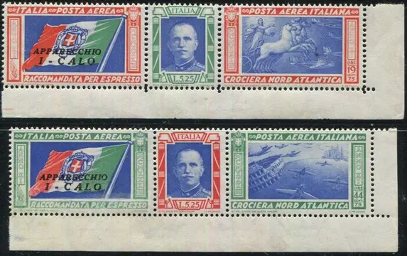 Italië 1933 - Trittici Crociera Nord Atlantica serie con sigla I-CALO. Rari con filigrana lettere - Sassone A51/52