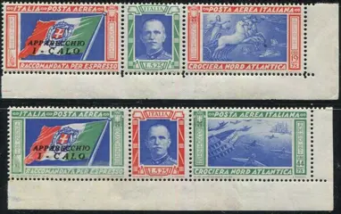 Italië 1933 - Trittici Crociera Nord Atlantica serie con sigla I-CALO. Rari con filigrana lettere - Sassone A51/52