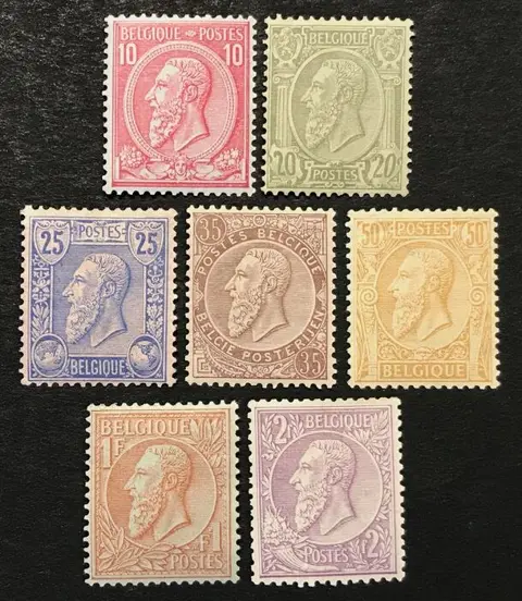 België 1884/1888 - Leopold II 10c - 2fr volledige reeks - Met gekozen centrages - OBP 46/52