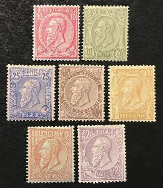 België 1884/1888 - Leopold II 10c - 2fr volledige reeks - Met gekozen centrages - OBP 46/52