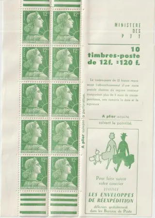 Frankrijk 1955 - Sheetlet of 10 stamps - Yvert et Tellier 2019