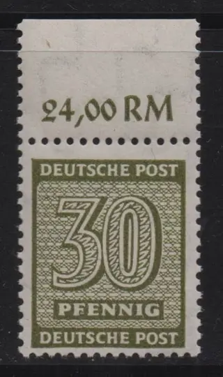 Geallieerde bezetting - Duitsland (Sovjet-zone) 1946 - West Saxony 30&nbsp;pfennigs, good type, expertised by BPP (German Federation of Philatelic Experts) - Michel 135 Xwa