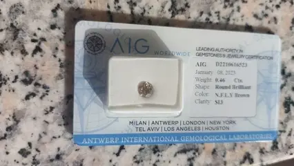 1 pcs Diamant - 0.46 ct - Rond - N (gekleurd) - fancy
