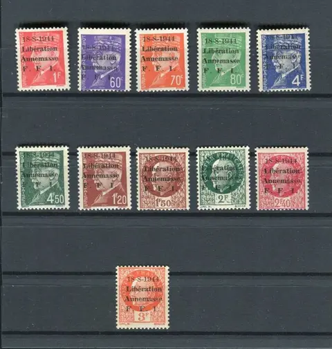 Frankrijk 1944 - Superb and rare complete series of the Liberation of Annemasse. Lean Figures.