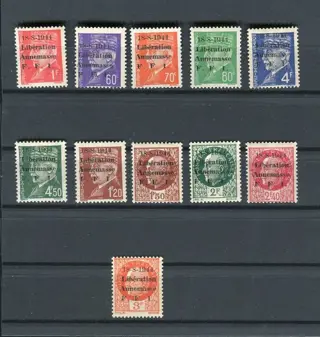 Frankrijk 1944 - Superb and rare complete series of the Liberation of Annemasse. Lean Figures.