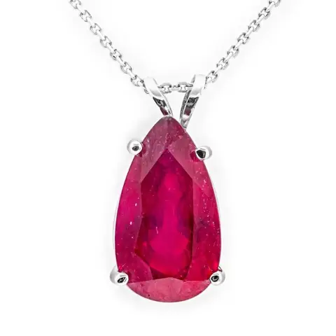 5.02 tcw Ruby Pendant - 14 karaat Witgoud - Hanger - 5.02 ct Robijn - Geen minimumprijs