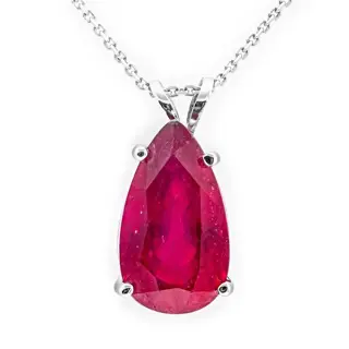 5.02 tcw Ruby Pendant - 14 karaat Witgoud - Hanger - 5.02 ct Robijn - Geen minimumprijs