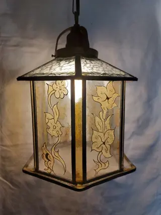 Art Deco Amsterdamse school gebrandschilderde hanglamp