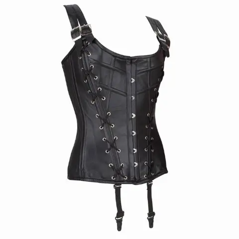 Echt leren corset model 04 zwart in xs t/m 6xl