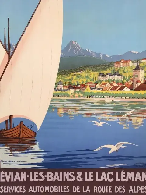 Géo Dorival - Évian-les-Bains et le lac Léman PLM (70 x 100